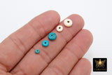 Genuine Blue Turquoise Spacer Beads, Rondelle Spacer Donuts Beads, White Howlite Flat Round Stone Disc Beads 4