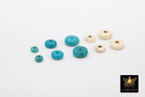 Genuine Blue Turquoise Spacer Beads, Rondelle Spacer Donuts Beads, White Howlite Flat Round Stone Disc Beads 4