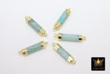Amazonite Bar Connector, Genuine Gemstone Gold Bar Links #759, Aqua Blue Stone Pendants