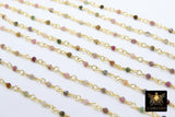 Amethyst Chain, Genuine Faceted 3 mm Diamond Cut Beads CH# 310, Gold Wire Wrapped Purple Beads