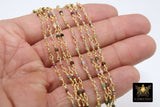 Amethyst Chain, Genuine Faceted 3 mm Diamond Cut Beads CH# 310, Gold Wire Wrapped Purple Beads
