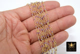 Amethyst Rosary Chain, Genuine Faceted 3 mm Diamond Cut Beads CH #310, Gold Wire Wrapped Purple Beads