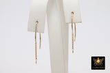 14 K Gold Filled Ear Wire Hooks with Dangle Chain, 925 Sterling Silver V Wire Earring Findings # 2165, 14 20 Jewelry