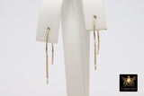 14 K Gold Filled Ear Wire Hooks with Dangle Chain, 925 Sterling Silver V Wire Earring Findings # 2165, 14 20 Jewelry