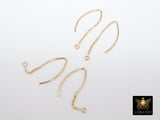 14 K Gold Filled Ear Wire Hooks with Dangle Chain, 925 Sterling Silver V Wire Earring Findings # 2165, 14 20 Jewelry