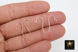 14 K Gold Filled Ear Wire Hooks, 925 Sterling Silver Long Wire Earring Findings, Open Loop Components