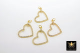 CZ Pave Heart Charms, Gold Cubic Zirconia Micro Pave Heart Shaped Pendants #720, Bracelets