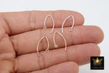 14 K Gold Filled Ear Wire Hooks, 925 Sterling Silver V Wire Earring Findings # 2166, 22 mm Long Earring Hooks