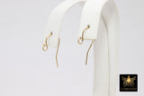 14 K Gold Filled Ball End Earring Hooks, Earring Findings # 2235, 11.5 x 20 mm Fancy Ear Wire Components
