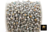 Natural Amazonite Silver Chain, 4 mm Wire Wrapped Beaded Chain CH #351, by the Foot
