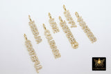 CZ Pave Tiny Dog Tags, Gold Word Charms, Inspirational Dog Tags