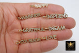 CZ Pave Tiny Dog Tags, Gold Word Charms, Inspirational Dog Tags