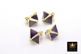 Natural Amethyst Diamond Charms, Gold Hexagon Shape Pendant #2366, Fluorite Quartz Gemstones