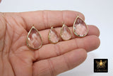 Teardrop Charms, 2 Pcs Gold Clear Crystal #644, Large Pear Shape Bezels for Earrings
