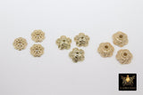 Gold Bead Caps, Bead End Caps AG #2411, 3 Different 10 mm Styles