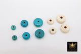 Genuine Blue Turquoise Spacer Beads, Rondelle Spacer Donuts Beads, White Howlite Flat Round Stone Disc Beads 4