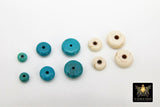 Genuine Blue Turquoise Spacer Beads, Rondelle Spacer Donuts Beads # 2376, White Howlite Flat Round Stone Disc Beads 4