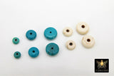 Genuine Blue Turquoise Spacer Beads, Rondelle Spacer Donuts Beads # 2376, White Howlite Flat Round Stone Disc Beads 4