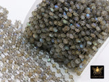 Labradorite Flash Gemstone Beaded , 6 mm Gold Wrapped Chains CH #339, Boho Beaded Rondelle