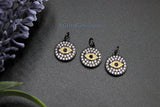 Evil Eye Charm, *NEW* Black and Gold CZ Micro Pave Small Round Disc Charm, 13 x 16 mm Mini Evil Eye for Bracelet Charms