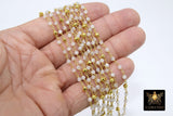 22 k Gold Natural Moonstone Chain, Unfinished 4 mm Gold Pyrite Beaded Wire Wrapped White CH #509, by the Foot Diamond Cut Gemstone