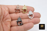 Large Lobster Clasp, CZ Pave Scroll Claws, Diamond Pave Textured Filigree Findings
