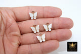 Butterfly Charms, 2 Pc Pearly Resin Small Butterflies, Gold Acrylic Pendants