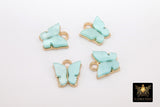 Gold Butterfly Charms, 2 Pc Pearly Soft Mint Resin Small Butterflies, Aqua Soft Mint Acrylic Pendants, Monarch Insect Charms