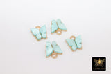 Gold Butterfly Charms, 2 Pc Pearly Soft Mint Resin Small Butterflies, Aqua Soft Mint Acrylic Pendants, Monarch Insect Charms
