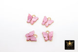 Gold Butterfly Charms, 2 Pc Gold or Resin Pearly Butterflies, Huggie Charms #2612