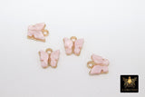 Gold Butterfly Charms, 2 Pc Gold or Resin Pearly Butterflies, Huggie Charms #2612