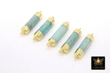 Amazonite Bar Connector, Genuine Gemstone Gold Bar Links #759, Aqua Blue Stone Pendants