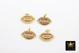 Red Lips Charms, CZ Micro Pave Kiss Charms, Gold Tiny Lips in Red Fuchsia Cubic Zirconia