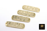 Love Words Connectors, CZ Micro Pave 2 Hole Gold Rectangle Oblong Bar Pendants, Inspirational Tags 10 x 36 mm #508