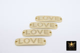 Love Words Connectors, CZ Micro Pave 2 Hole Gold Rectangle Oblong Bar Pendants, Inspirational Tags 10 x 36 mm #508