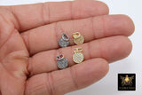 Silver Oxidized CZ Pave Disc Charm, 14 K Gold, 925 Sterling Silver Round Cubic Zirconia Charms # 2142