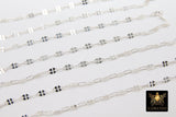 925 Sterling Silver Bar Chain, 2.1 mm Unfinished Silver Sequin CH# 828, Hammered Dapped Flat Chains