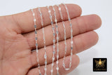 925 Sterling Silver Bar Chain, 2.1 mm Unfinished Silver Sequin CH# 828, Hammered Dapped Flat Chains