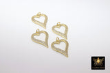 Cubic Zirconia Heart Charms, Gold CZ Micro Pave Heart Shaped Pendants for Sweetheart Bracelet, #719 Necklace Jewelry