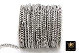 Silver Stainless Steel Chain, 304 Faceted Curb 7 x 4 mm Chains CH #167, Unfinished Necklace Chains