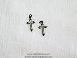 Gunmetal Black CZ Cross Charm, Small Paved Silver Cubic Zirconia Cross Pendants #191, 21 mm Dainty Rose Gold Cross
