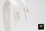 14 K Gold Filled Ball End Earring Hooks, Earring Findings #2234, 11.5 x 20 mm Fancy Ear Wire Components