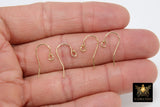 14 K Gold Filled Ball End Earring Hooks, Earring Findings #2234, 11.5 x 20 mm Fancy Ear Wire Components