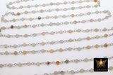 Natural Amazonite Silver Chain, 4 mm Wire Wrapped Beaded Chain CH #351, by the Foot