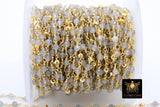 22k Gold Plated Real Labradorite Gemstone , Gold Pyrite Diamond Cut 4 mm Unfinished Jewelry Chain