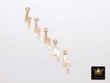 14 K Gold Filled Lighting Bolt Charms, 2 Pc Tiny Thunder Bolt # 2133, 3.6 x 13.5 mm Earring Huggie