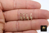 14 K Gold Filled Lighting Bolt Charms, 2 Pc Tiny Thunder Bolt # 2133, 3.6 x 13.5 mm Earring Huggie