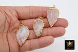 Amethyst Arrowhead Charm, Small Gold Edge Rose Quartz, Raw Crystal Quartz #658