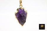 Amethyst Arrowhead Charm, Small Gold Edge Rose Quartz, Raw Crystal Quartz #658