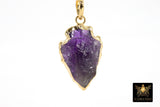 Amethyst Arrowhead Charm, Small Gold Edge Rose Quartz, Raw Crystal Quartz #657